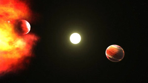 惑星爆発 惑星爆発の のレンダリング — ストック写真