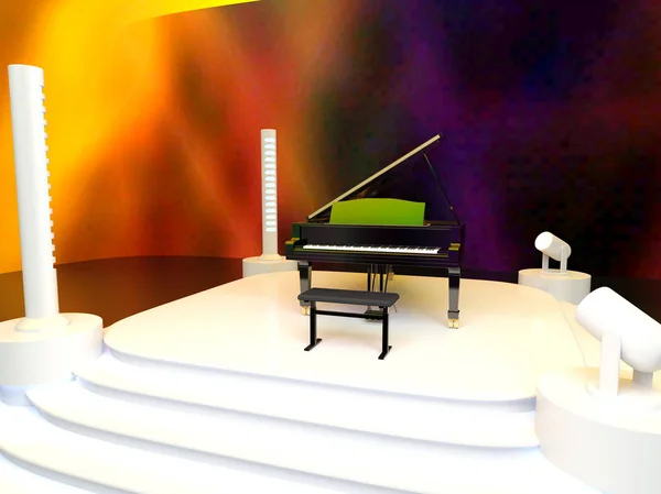 Grand Piano Rendering Flygeln — Stockfoto