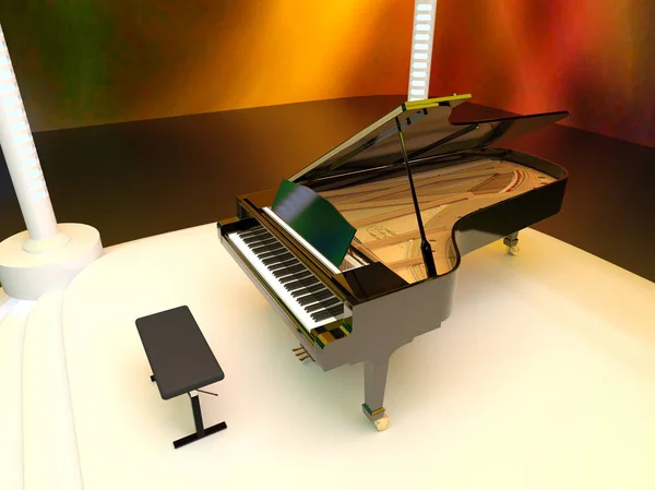 Grand Piano Rendering Flygeln — Stockfoto