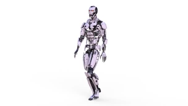 Walking Robot Rendering Van Wandelende Robot — Stockvideo