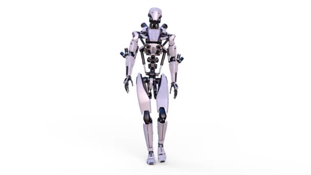 Séta Robot Renderelés Gyalogos Robot — Stock videók