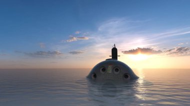 Denizaltı/3d Cg render bir denizaltı.
