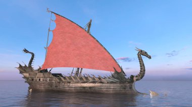 Dragon Tekne / 3d Cg işleme bir ejderha tekne.