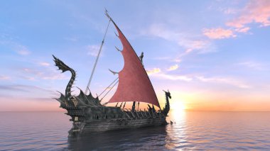 Dragon Tekne / 3d Cg işleme bir ejderha tekne.