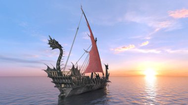 Dragon Tekne / 3d Cg işleme bir ejderha tekne.