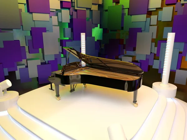 Grand Piano Renderowania Fortepianu — Zdjęcie stockowe