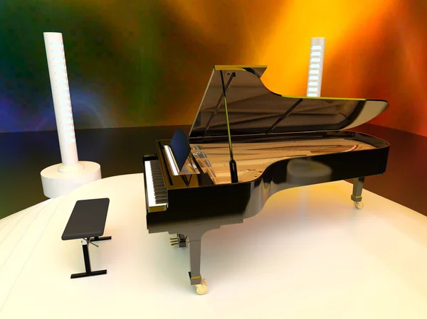 Grand Piano Visszaadás Ból Zongora — Stock Fotó