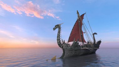 Dragon Tekne / 3d Cg işleme bir ejderha tekne.