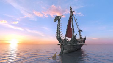 Dragon Tekne / 3d Cg işleme bir ejderha tekne.