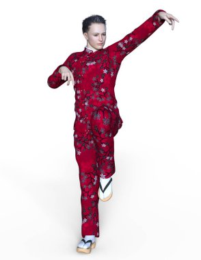 Kung fu master/3d Cg render bir Kung fu ustası.