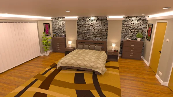 Bedroom Rendering Bedroom — Stock Photo, Image