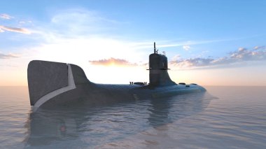 Denizaltı/3d Cg render bir denizaltı.