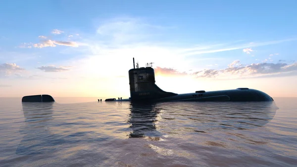 Submarino Renderização Submarino — Fotografia de Stock