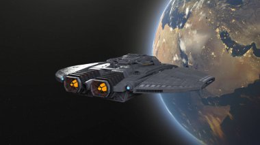 Uzay gemisi / 3d Cg render uzay gemisi. Bu görüntü bir şekilde döşenmiş tarafından Nasa unsurları