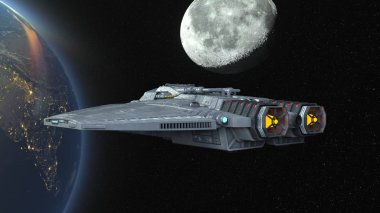 Uzay gemisi / 3d Cg render uzay gemisi. Bu görüntü bir şekilde döşenmiş tarafından Nasa unsurları