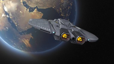 Uzay gemisi / 3d Cg render uzay gemisi. Bu görüntü bir şekilde döşenmiş tarafından Nasa unsurları