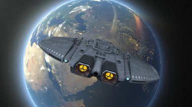 Uzay gemisi / 3d Cg render uzay gemisi. Bu görüntü bir şekilde döşenmiş tarafından Nasa unsurları