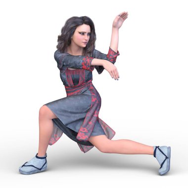 Kung-fu kız / 3d Cg işleme bir Kung-fu kız.