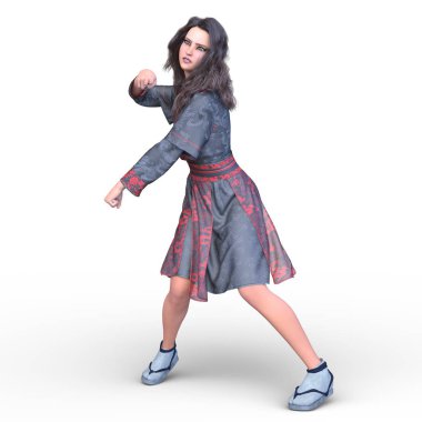 Kung-fu kız / 3d Cg işleme bir Kung-fu kız.