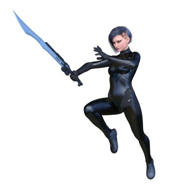 Kadın fencer / kadın bir eskrimci 3d Cg render.