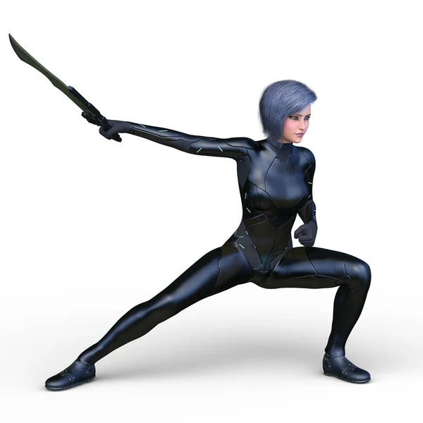 Female Fencer Rendering Female Fencer — Stock Photo, Image