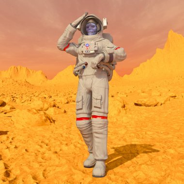 Uzaylılar astronot / yabancılar astronot 3d Cg render.