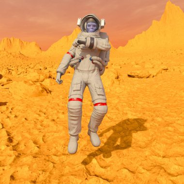 Uzaylılar astronot / yabancılar astronot 3d Cg render.