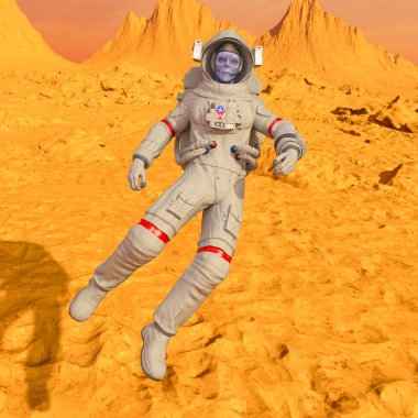 Uzaylılar astronot / yabancılar astronot 3d Cg render.