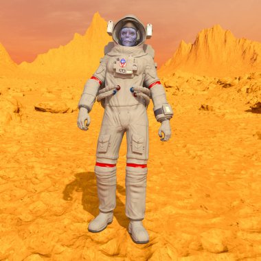 Uzaylılar astronot / yabancılar astronot 3d Cg render.