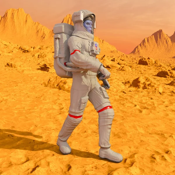 外星人 Astronaut 渲染外星人宇航员 — 图库照片