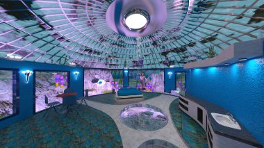 Sualtı şehri / sualtı kentin 3d Cg işleme.