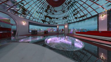 Sualtı şehri / sualtı kentin 3d Cg işleme.