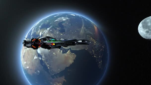 Космічний Корабель Візуалізація Космічного Корабля Елементи Цього Зображення Оброблені Наса — стокове відео
