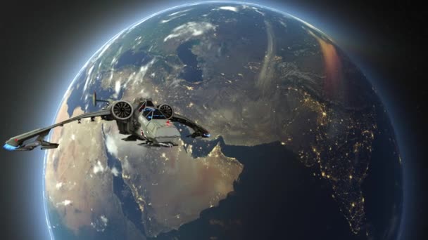 Космічний Корабель Візуалізація Космічного Корабля Елементи Цього Зображення Оброблені Наса — стокове відео