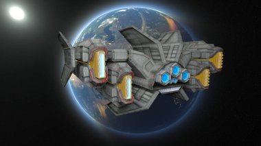 Uzay gemisi / 3d Cg render bir uzay gemisi. Bu görüntü bir şekilde döşenmiş tarafından Nasa unsurları