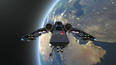 Uzay gemisi / 3d Cg render bir uzay gemisi. Bu görüntü bir şekilde döşenmiş tarafından Nasa unsurları