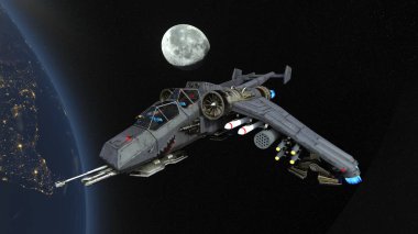 Uzay gemisi / 3d Cg render bir uzay gemisi. Bu görüntü bir şekilde döşenmiş tarafından Nasa unsurları