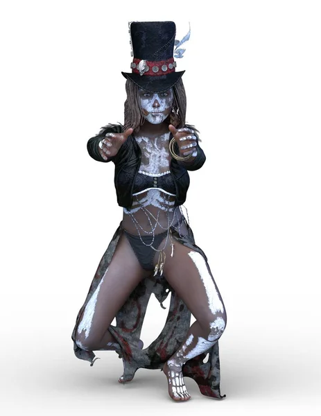 Skeleton costume woman/3D CG rendering of a skeleton costume woman.