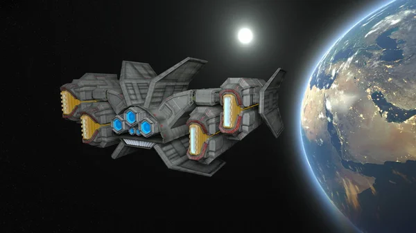 Космічний Корабель Візуалізація Космічного Корабля Елементи Цього Зображення Оброблені Наса — стокове фото