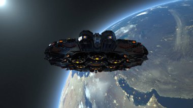 Uzay gemisi / 3d Cg render bir uzay gemisi. Bu görüntü bir şekilde döşenmiş tarafından Nasa unsurları