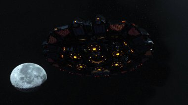 Uzay gemisi / 3d Cg render bir uzay gemisi. Bu görüntü bir şekilde döşenmiş tarafından Nasa unsurları