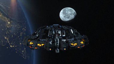 Uzay gemisi / 3d Cg render bir uzay gemisi. Bu görüntü bir şekilde döşenmiş tarafından Nasa unsurları
