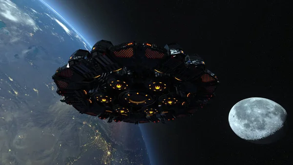 Космічний Корабель Візуалізація Космічного Корабля Елементи Цього Зображення Оброблені Наса — стокове фото
