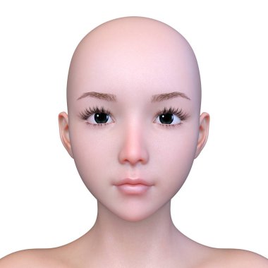 3D cg işleme kız yüz kadar zoom