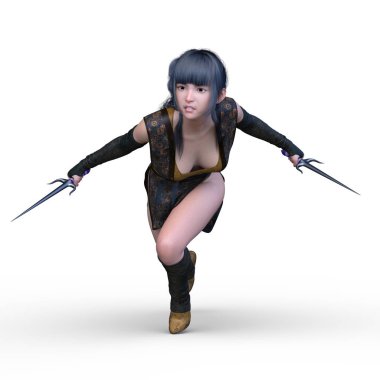 kadın ninja mücadele 3d cg işleme