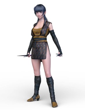 kadın ninja mücadele 3d cg işleme