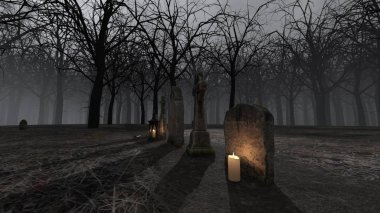 Kilise ve mezar 3D cg render