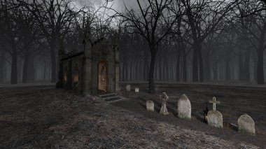 Kilise ve mezar 3D cg render
