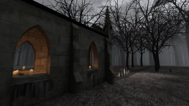 Kilise ve mezar 3D cg render