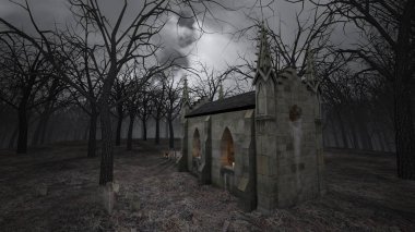 Kilise ve mezar 3D cg render